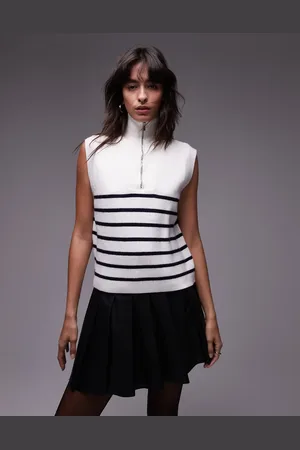MANGO Sleeveless half zip jumper in