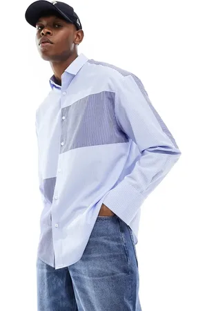 ASOS 90s oversized shirt in blue workwear stripe