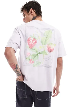 Abercrombie & Fitch Fruit and floral back print oversized fit t-shirt in lilac