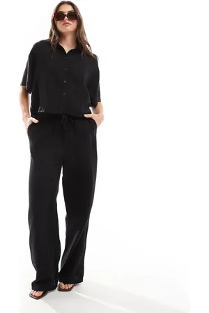 VERO MODA Mix & match linen wide leg tie waist trousers in