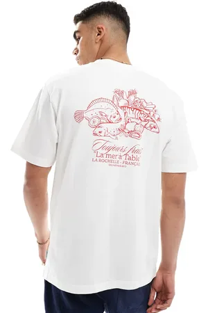 Only & Sons Relaxed fit t-shirt with toujours frais back print in off