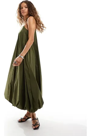 Ghospell Bubble midaxi dress in khaki