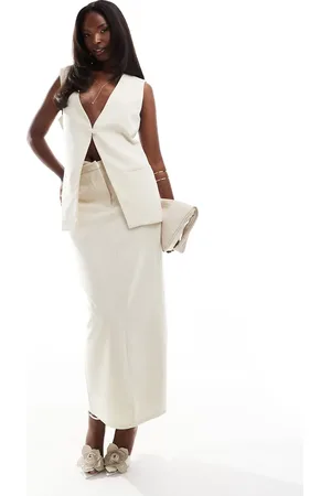 Kaiia Tailored column split back maxi skirt co-ord in stone