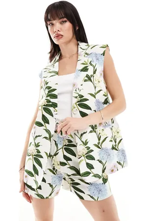 ASOS Sleeveless tailored blazer with linen in floral print