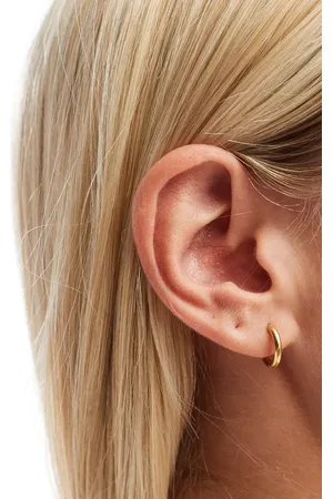 ASOS Waterproof stainless steel huggie hoop earrings in tone