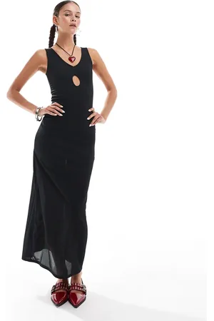 Daisy Street Cut out v-neck cami maxi dress in rib