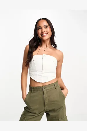 Pull&Bear Bandeau denim corset in