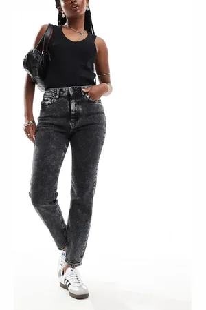 Noisy May Moni high waisted straight jeans in dark wash