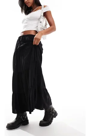 Bershka Tiered maxi skirt in