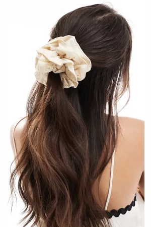 MANGO Broderie detail hairband in beige