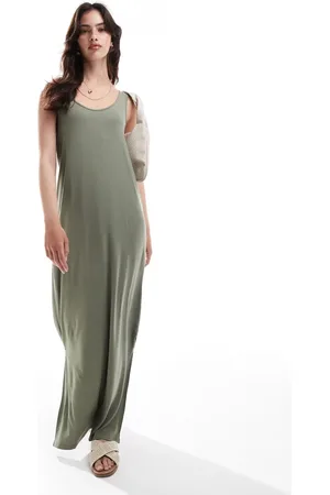 Pieces® Scoop neck maxi dress in green