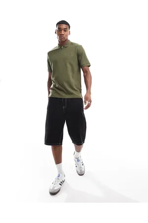 JACK & JONES Waffle zip up polo in khaki