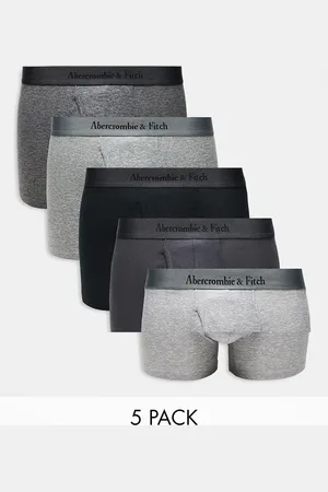 Abercrombie & Fitch 5 pack trunks tonal logo waistband in greys/black