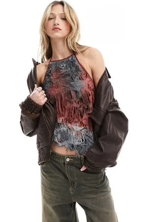 COLLUSION COLLUSUON textured fabric halter top in