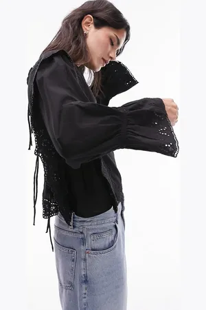 Topshop Cutwork frill blouse in
