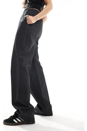 Noisy May Ruched waist trousers in dark grey