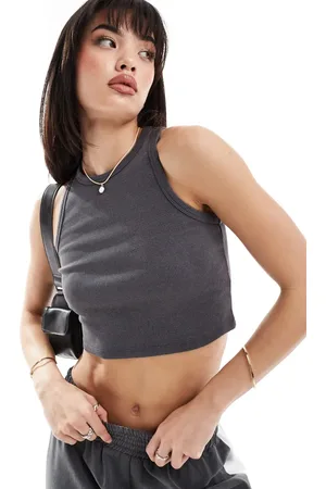 New Look Cropped acid racer vest in dark