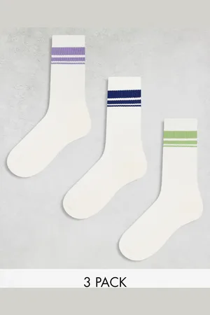 ASOS 3 pack socks with triple stripes in