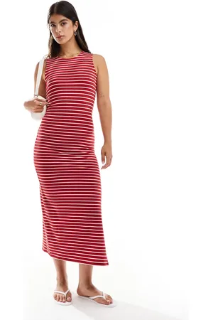 Pieces® Sleeveless jersey midaxi dress in stripe