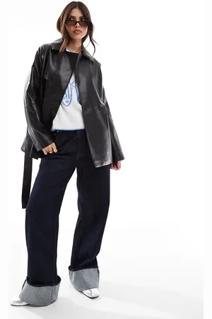 ONLY Faux leather short trench coat in