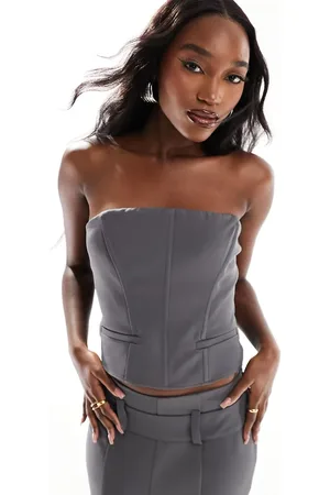 Kaiia Tailored bandeau top co-ord in charcoal