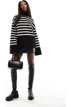 NA-KD High neck jumper in white stripe