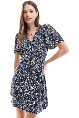 VERO MODA Button through mini skater dress in spot print