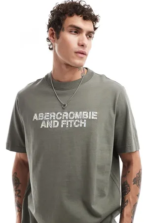 Abercrombie & Fitch Trapped pattern logo oversized fit t-shirt in olive
