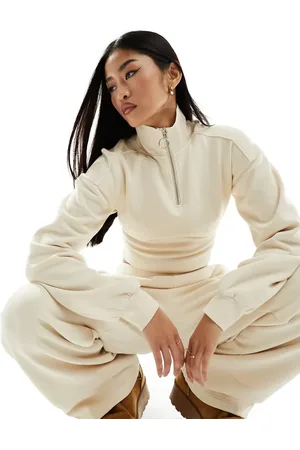 Miss Selfridge Zip up cropped sweat co-ord in cream