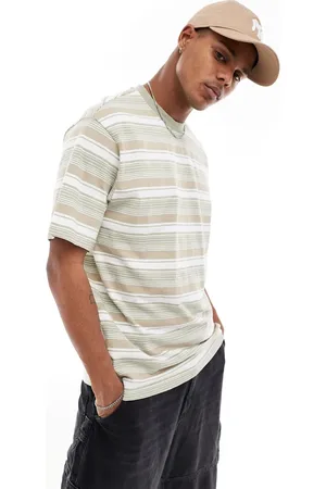 Only & Sons Relaxed fit t-shirt in tonal khaki stripe