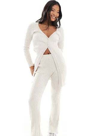 ONLY Loose fit knitted trouser co-ord in beige