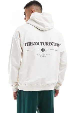 The Couture Club Script multi graphic hoodie in off