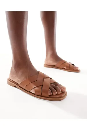 New Look Woven strap flat sandal in tan