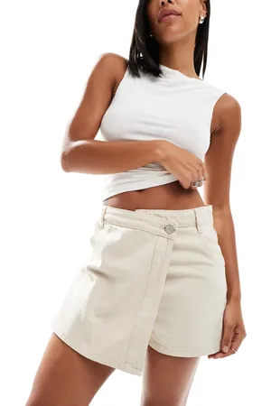 Threadbare Denim skort in ecru