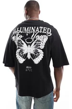 JACK & JONES Super oversized butterfly back print t-shirt in