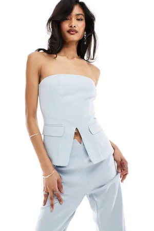 Kaiia Bandeau front split top co-ord in baby