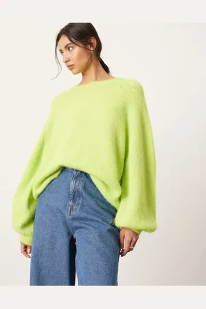 ASOS Knit oversized crew neck jumper in lime
