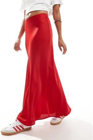 VILA Satin maxi skirt in