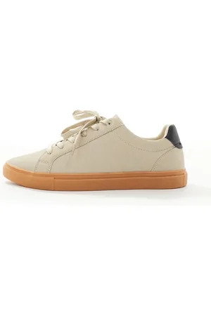 ASOS Beige suedette trainers with gum sole