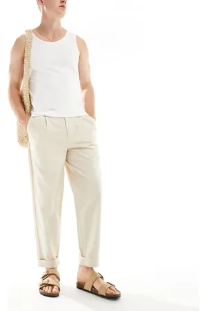 SELECTED Relaxed fit crop trousers in cream