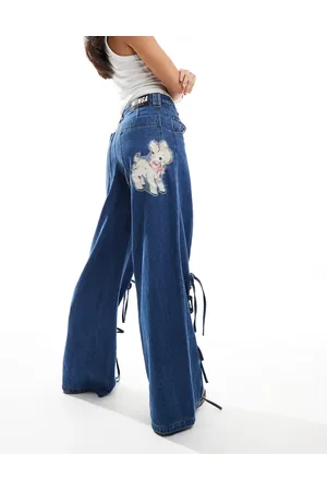 Minga London wide leg jeans with patch in denim