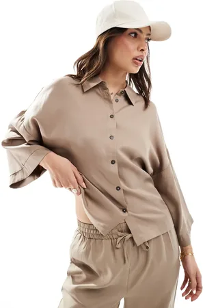 Object Soft wide sleeve shirt co-ord in stone