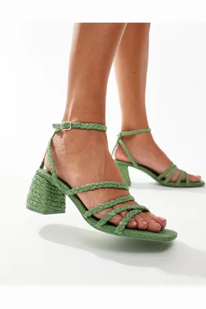 Stradivarius Rope detail heeled sandal in sage