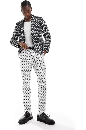 Twisted Tailor Munro houndstooth suit trousers in and white