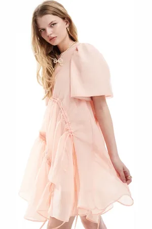 Ghospell Asymmetric bow detail mini dress in