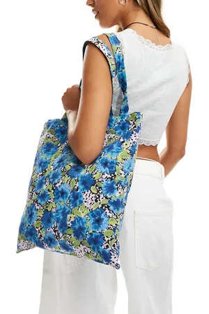 Monki Tote bag in turquoise floral