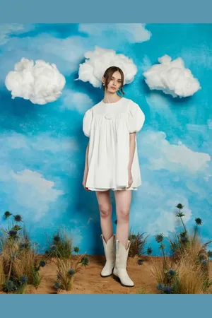 Sister Jane Puff sleeve rose mini dress in