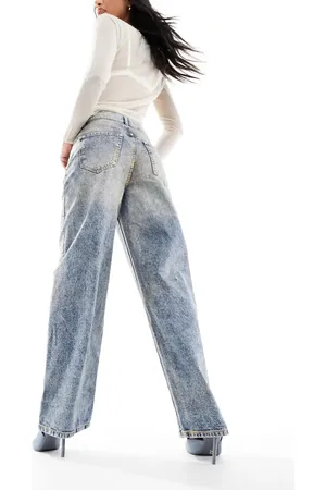 MANGO Straight leg metallic jeans in wash