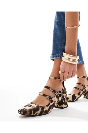 ASOS Socco mid block heeled mary jane shoes in leopard