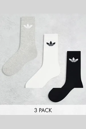 adidas Trefoil 3 pack socks in black/grey/